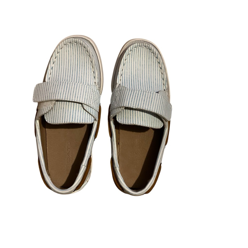 White and Blue Moccasins with Slip-On Design